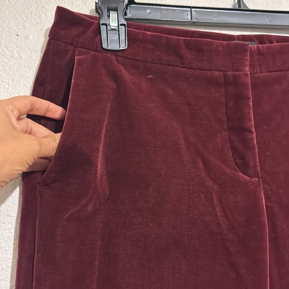 Theory Caroleena Velvet Pants Burgundy Velvet Wide Leg Pants - Picture 4 of 9